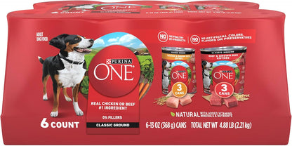 Purina_ONE_Classic_Ground_Chicken_and_Brown_Rice,_and_Beef_and_Brown_Rice_Entrees_Wet_Dog_Food_Variety_Pack_-_(Pack_of_6)_13_oz._Cans
