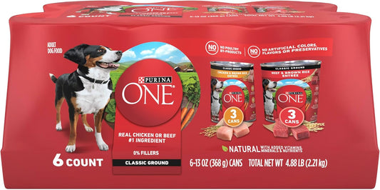 Purina_ONE_Classic_Ground_Chicken_and_Brown_Rice,_and_Beef_and_Brown_Rice_Entrees_Wet_Dog_Food_Variety_Pack_-_(Pack_of_6)_13_oz._Cans
