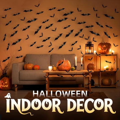 140Pcs_Bats_Halloween_Decor,_Spooky_Halloween_Party_Supplies_Stickers,_3D_Bats_Wall_Decal,_Cute_Halloween_Decorations_Indoor_for_Bedroom,_Bathroom,_Home,_Door,_Window,_Office