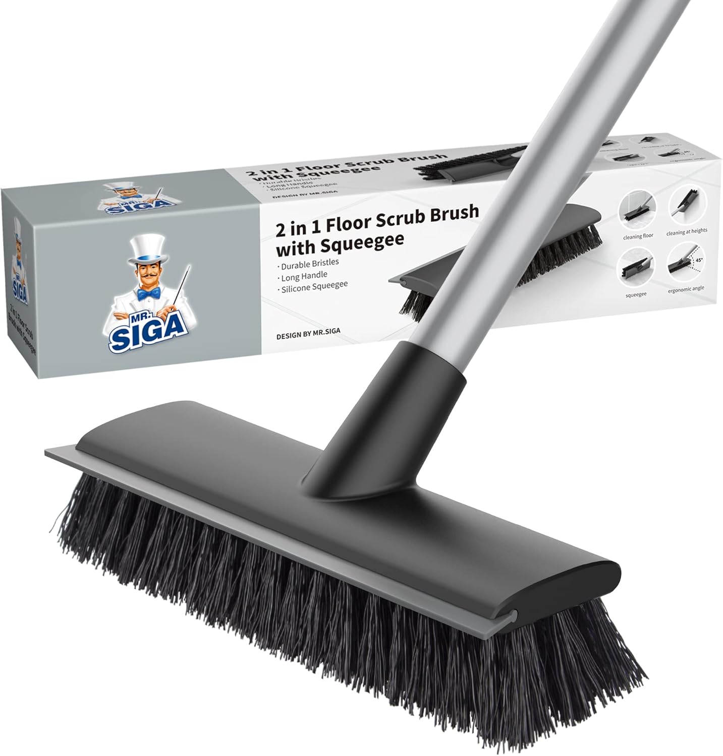 MR.SIGA_Floor_Scrub_Brush_with_Long_Handle,_2_in_1_Scrubber_and_Squeegee_for_Cleaning_Bathroom,_Patio,_Garage,_Wall,_Tile_with_Stiff_Bristles