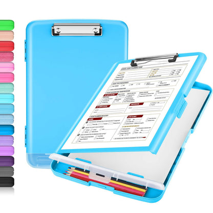 Sooez Clipboard with Storage, Clip Board 8.5 x 11 with Pen Holder, Plastic Organization Case Box for Letter Legal A4 Size Paper, Low Profile Clip, Nurses Teachers Must Haves, School &amp;amp; Office Supplies