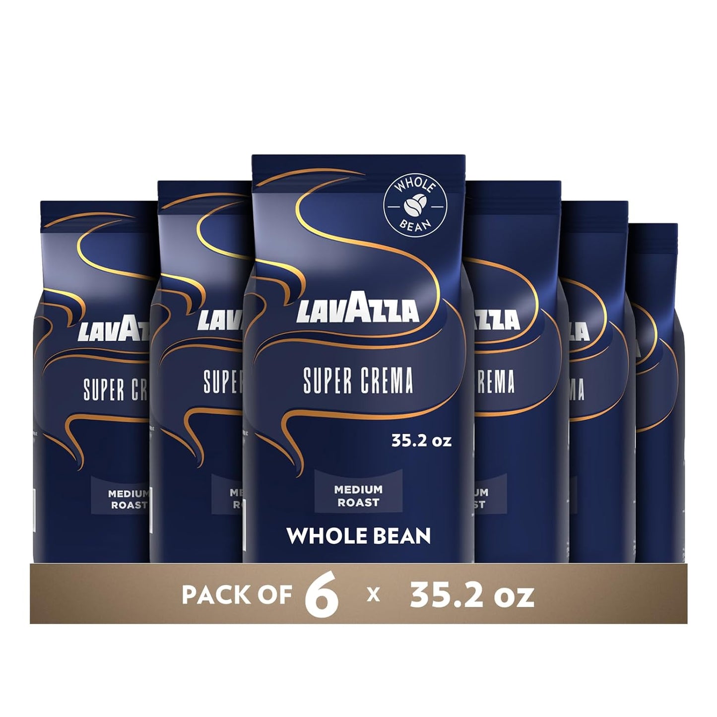 Lavazza_Super_Crema_Whole_Bean_Coffee,_Medium_Espresso_Roast,_Arabica_and_Robusta_Blend,_2.2_lb_Bag,_Package_May_Vary_(Pack_of_6)