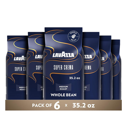 Lavazza_Super_Crema_Whole_Bean_Coffee,_Medium_Espresso_Roast,_Arabica_and_Robusta_Blend,_2.2_lb_Bag,_Package_May_Vary_(Pack_of_6)