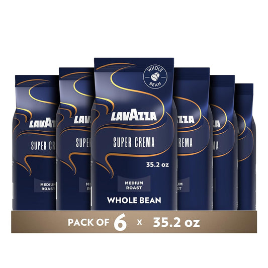 Lavazza_Super_Crema_Whole_Bean_Coffee,_Medium_Espresso_Roast,_Arabica_and_Robusta_Blend,_2.2_lb_Bag,_Package_May_Vary_(Pack_of_6)