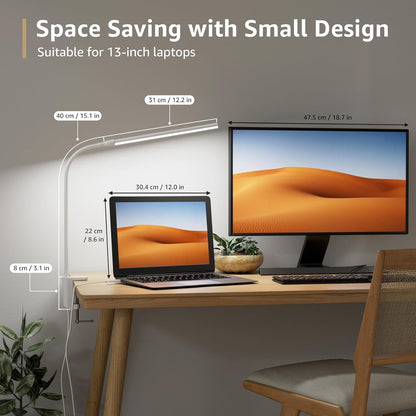 Lepro_Small_Desk_Lamp_with_Clamp,_LED_Reading_Lamps_with_450LM,_3_Color_Modes_10_Brightness,_Dimmable_USB_Clip_on_Desk_Light_with_Gooseneck_Swing_Arm_for_Nail,_Home_Office_and_Dorm_(White)