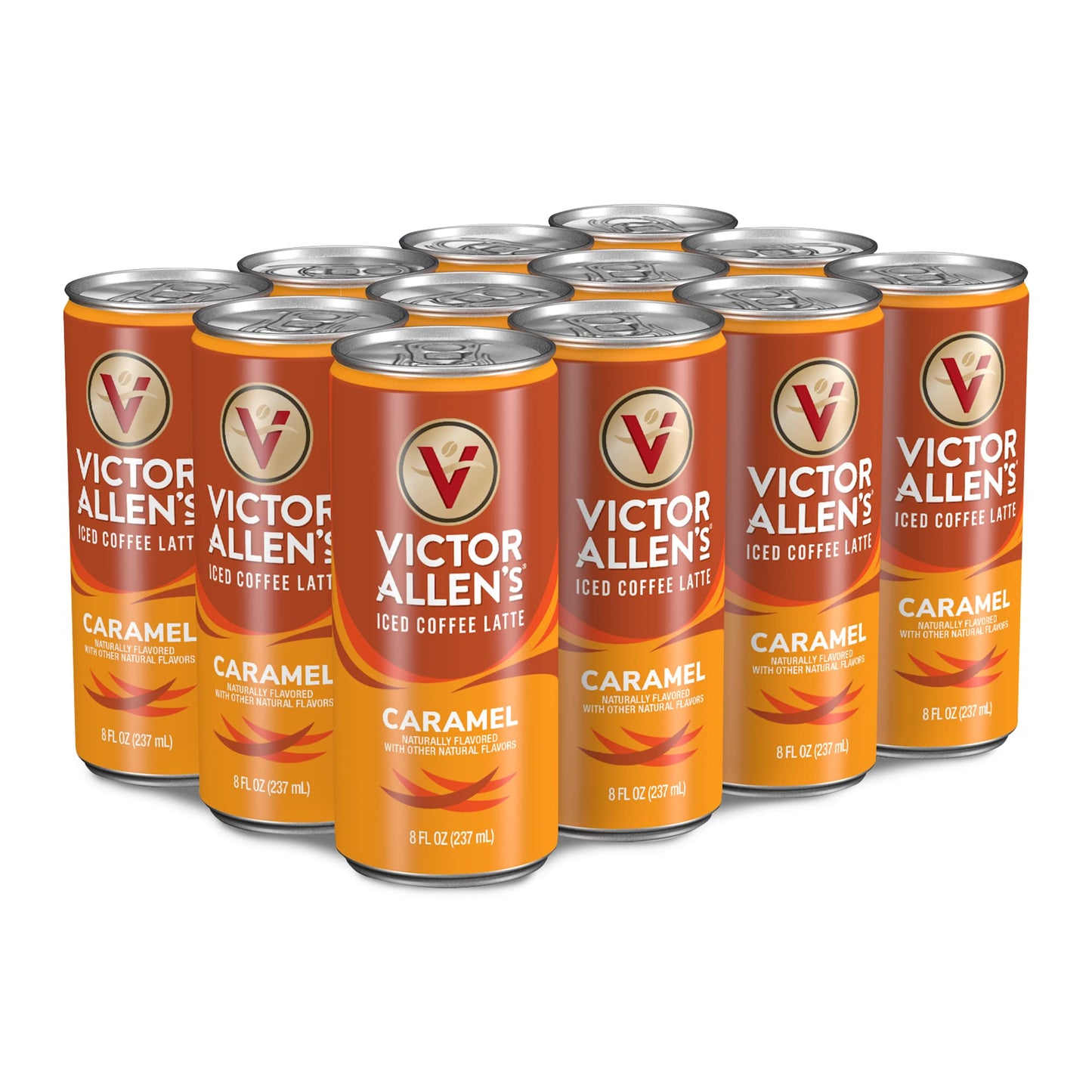 Victor Allen&amp;#39;s Coffee Caramel Iced Coffee Canned Latte, 8oz Cans (12 Pack)