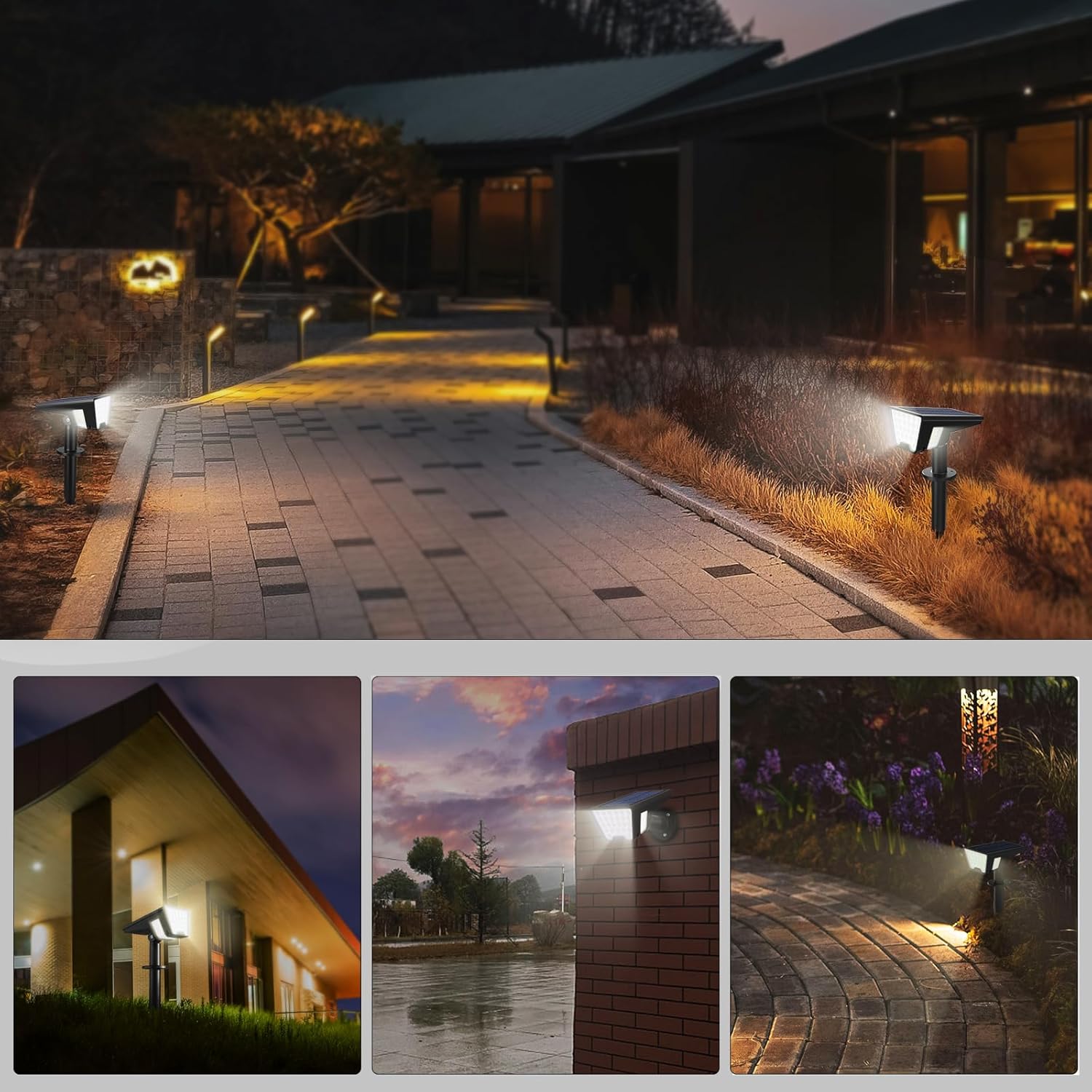 Solar_Spot_Lights_Outdoor_IP65_Waterproof,_53_LEDs_Solar_Powered_Garden_Yard_Lights_Outdoor_3_Modes_Landscape_Spotlight_Wall_Light_with_Auto_On/Off_for_Driveway_Porch_2_Pack_(Cool_White)