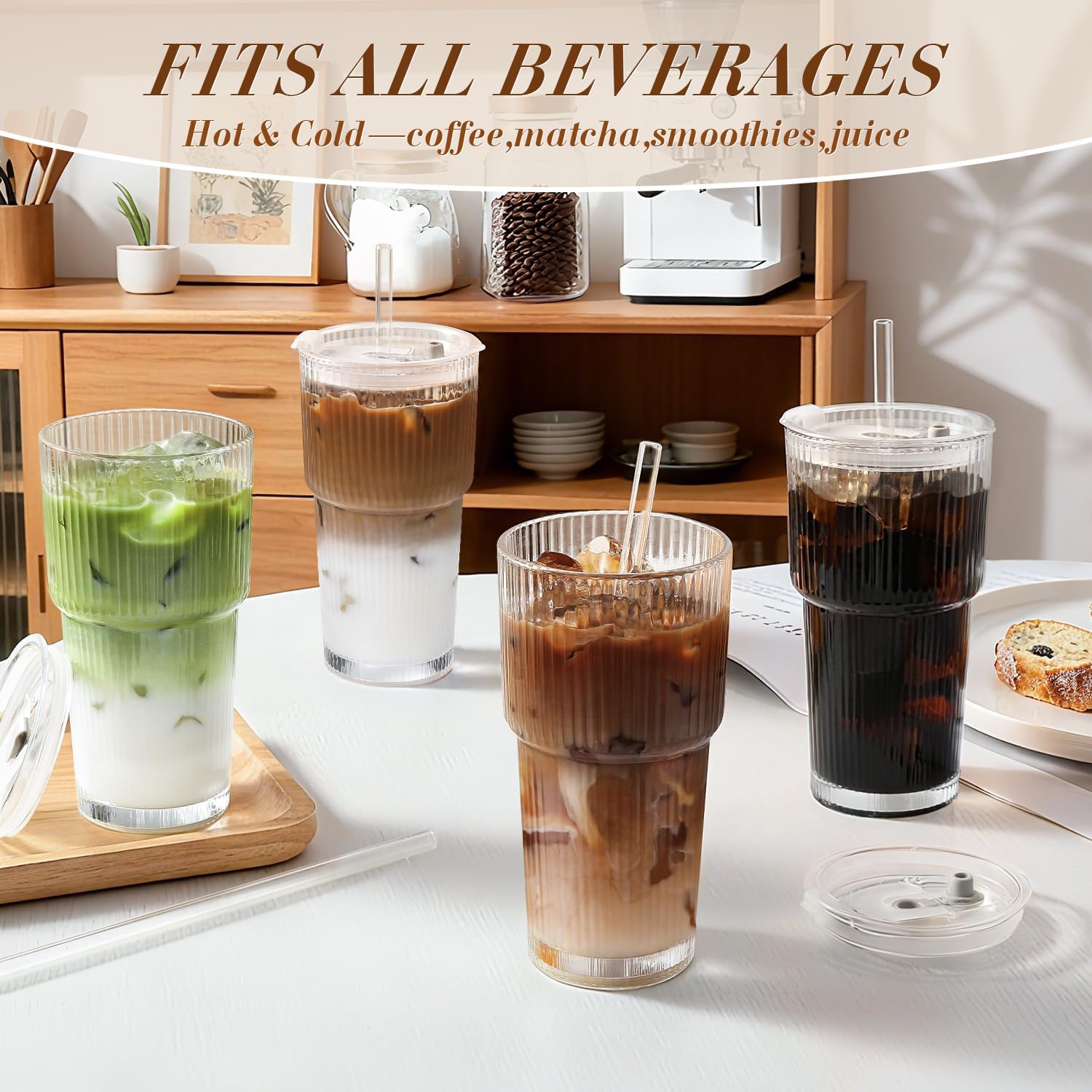 Iced_Coffee_Cups_with_Lids:_Coffee_Bar_Accessories_-_Ribbed_Glass_Tumbler_with_Straw_and_Lid_4Pcs_-_20oz_Leak_Proof_Tumbler_-_Reusable_Glass_Cups_and_Tumblers_with_Lid_and_Straws_for_To_Go_Iced_Coffee