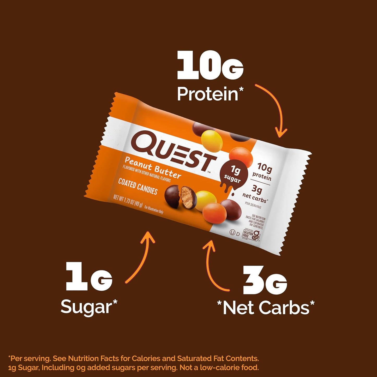 Quest_Nutrition_Coated_Candies,_Peanut_Butter,_1g_Sugar,_10g_Protein,_4g_Net_Carbs,_Gluten_Free,_Keto_Friendly,_12_Count