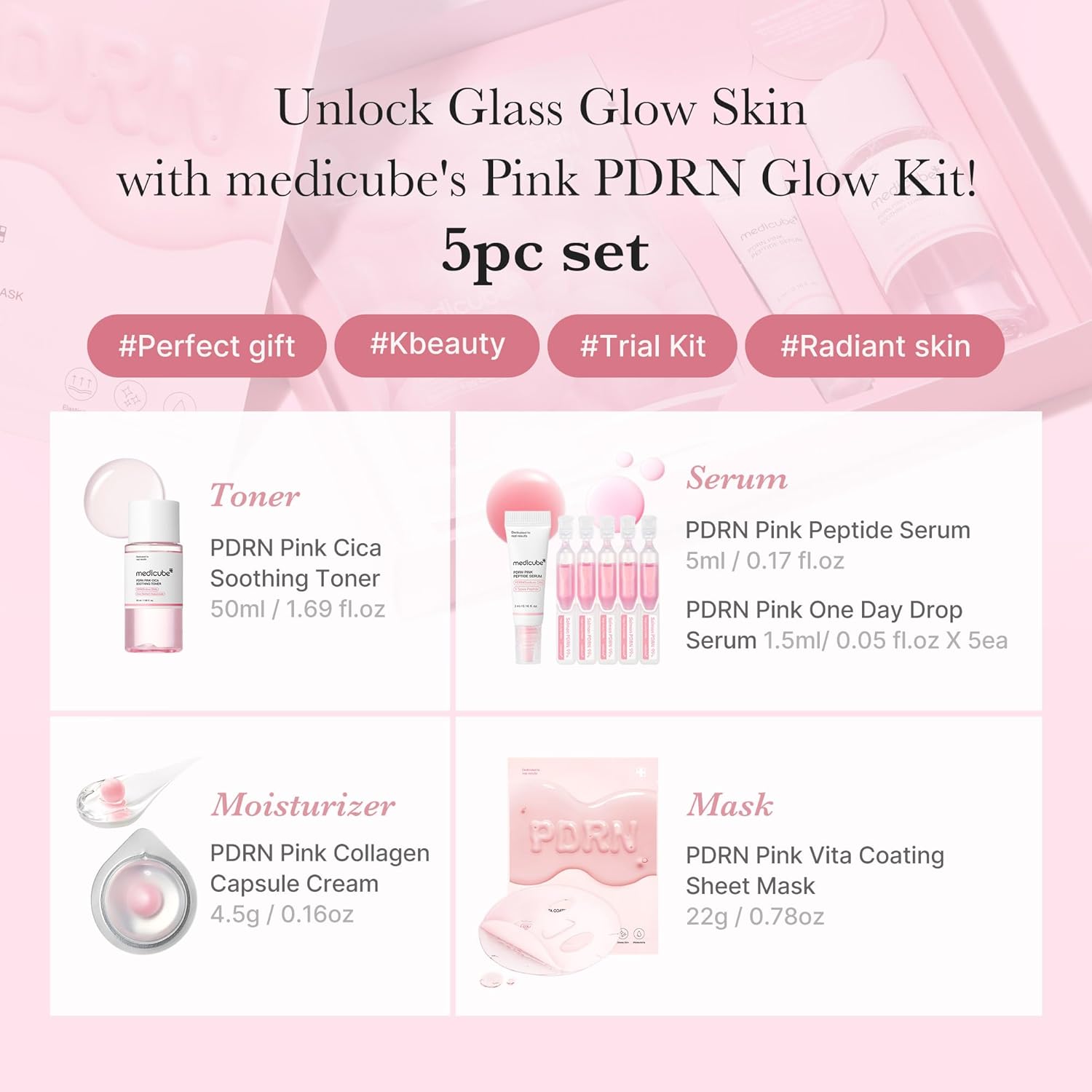 medicube_Salmon_DNA_PDRN_Trial_Kit_|_Glass_Glow_Mini_Skincare_Set_with_Toner,_Serum_&_Sheet_Mask_for_Hydrating,_Firming,_Moisturizing_|Gift_&_Travel_Essentials_for_Women_&_Girls_|_Korean_Skincare