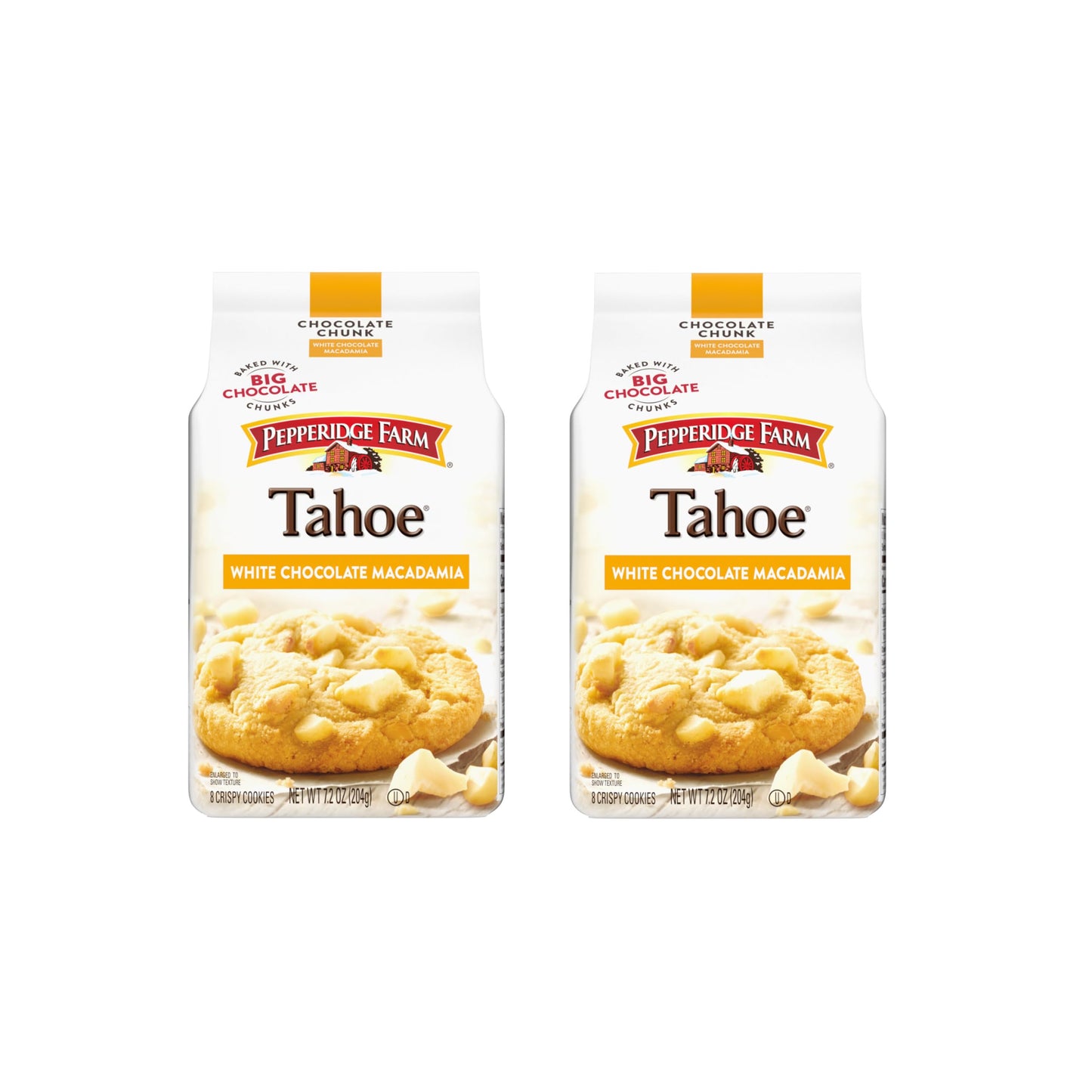 Pepperidge Farm Tahoe Crispy White Chocolate Macadamia Nut Cookies, 7.2 OZ Bag (8 Cookies) (Pack of 2)