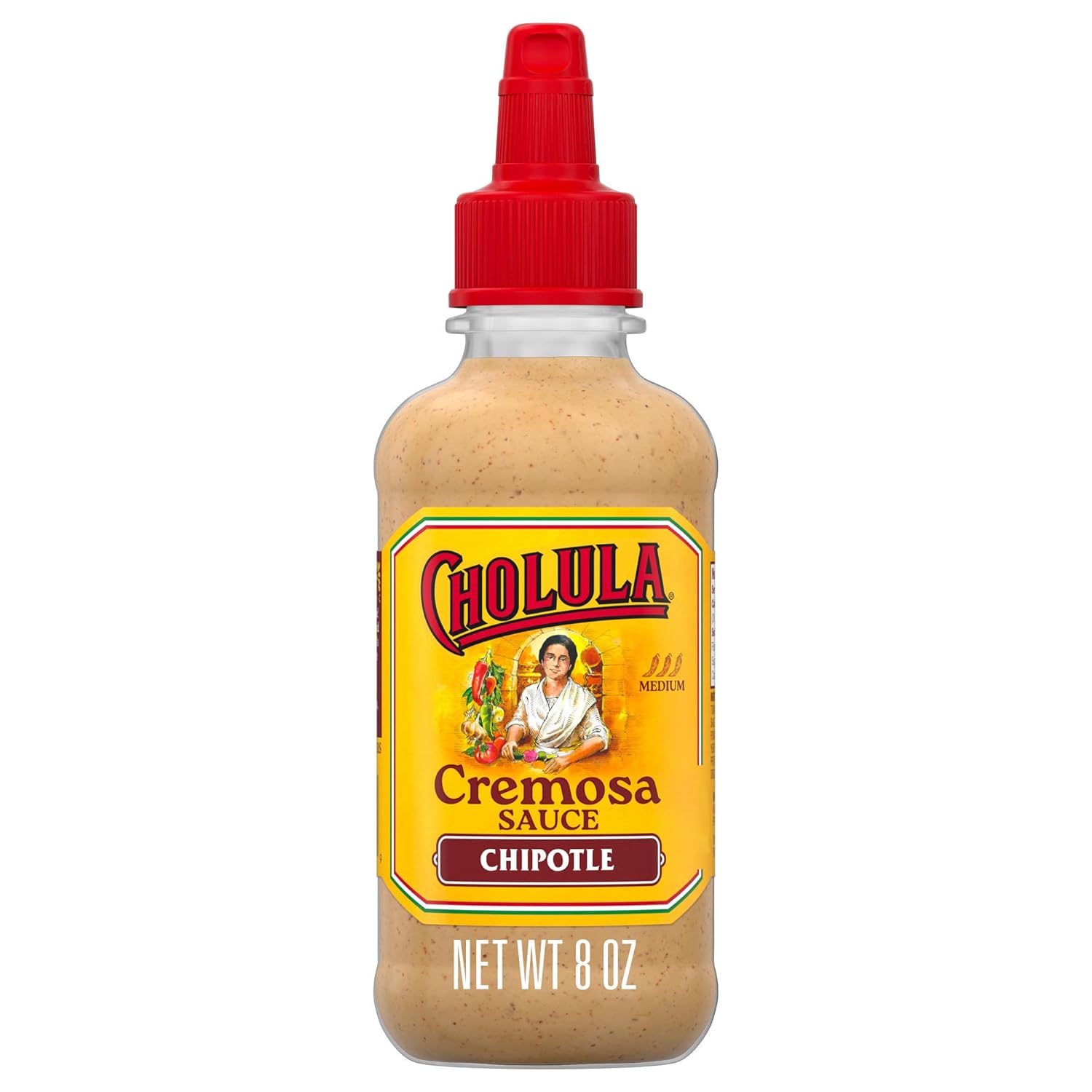 Cholula_Cremosa_Sauce,_Chipotle,_Medium_Heat,_Creamy,_Smoky,_Squeezable_Topping_For_Elotes,_Tacos,_Soup,_Tostadas,_Nachos_and_More,_8_fl_oz