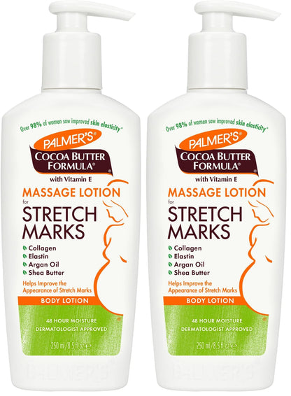 Palmer&amp;#39;s Cocoa Butter Formula Massage Lotion with Collagen and Elastin | For Stretch Marks | Pregnancy Skin Care | With Argan Oil and Shea Butter | 8.5 oz Pack of 2