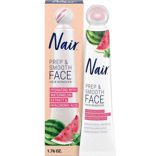 NAIR_Prep_&_Smooth_Face_Exfoliating_Depilatory_Cream_for_Women_-_Effective_Hair_Removal_for_Smooth_Skin_with_Hyaluronic_Acid,_1.76_oz