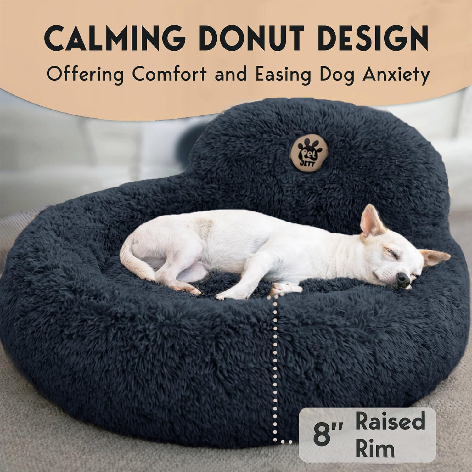 PetJett_Calming_Dog_Bed_Medium_Size_Dog_-_30''_Donut_Bed,_Washable_Dog_Bed,_Anti-Slip_&_Super_Soft_Fluffy_Plush_Round_Dog_Bed,_Anti-Anxiety_Premium_Comfort_Pet_Bed,_Fits_Dogs_Upto_45_lbs_-_Dark_Grey