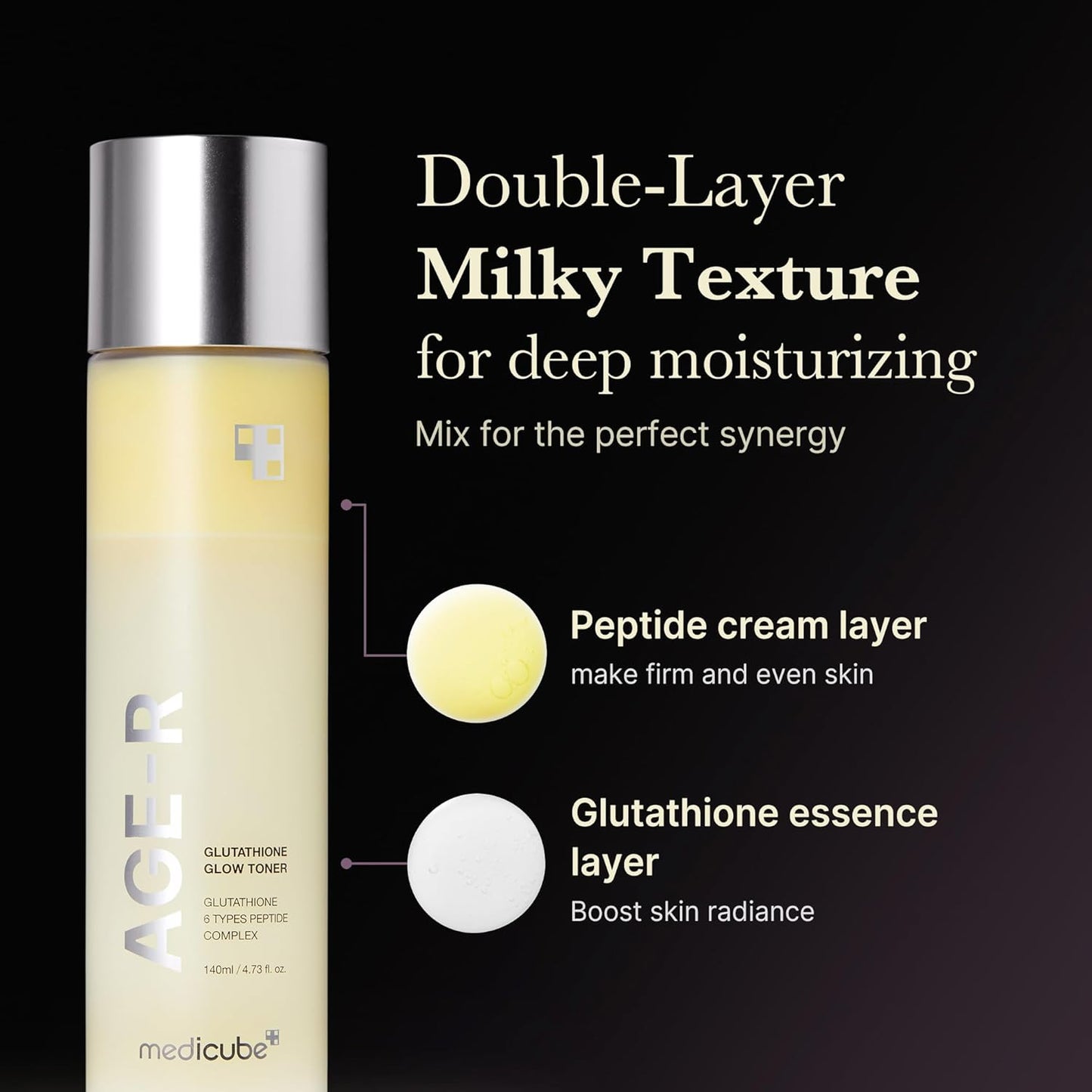 medicube_Age-R_Glutathione_Glow_Milky_Toner,_Low-Irritation_Double_Layer_Toner_for_Glass_Glow_Skin_with_Peptide,_Even_Skin_Tone,_Radiance,_Hydration,_Korean_Skincare