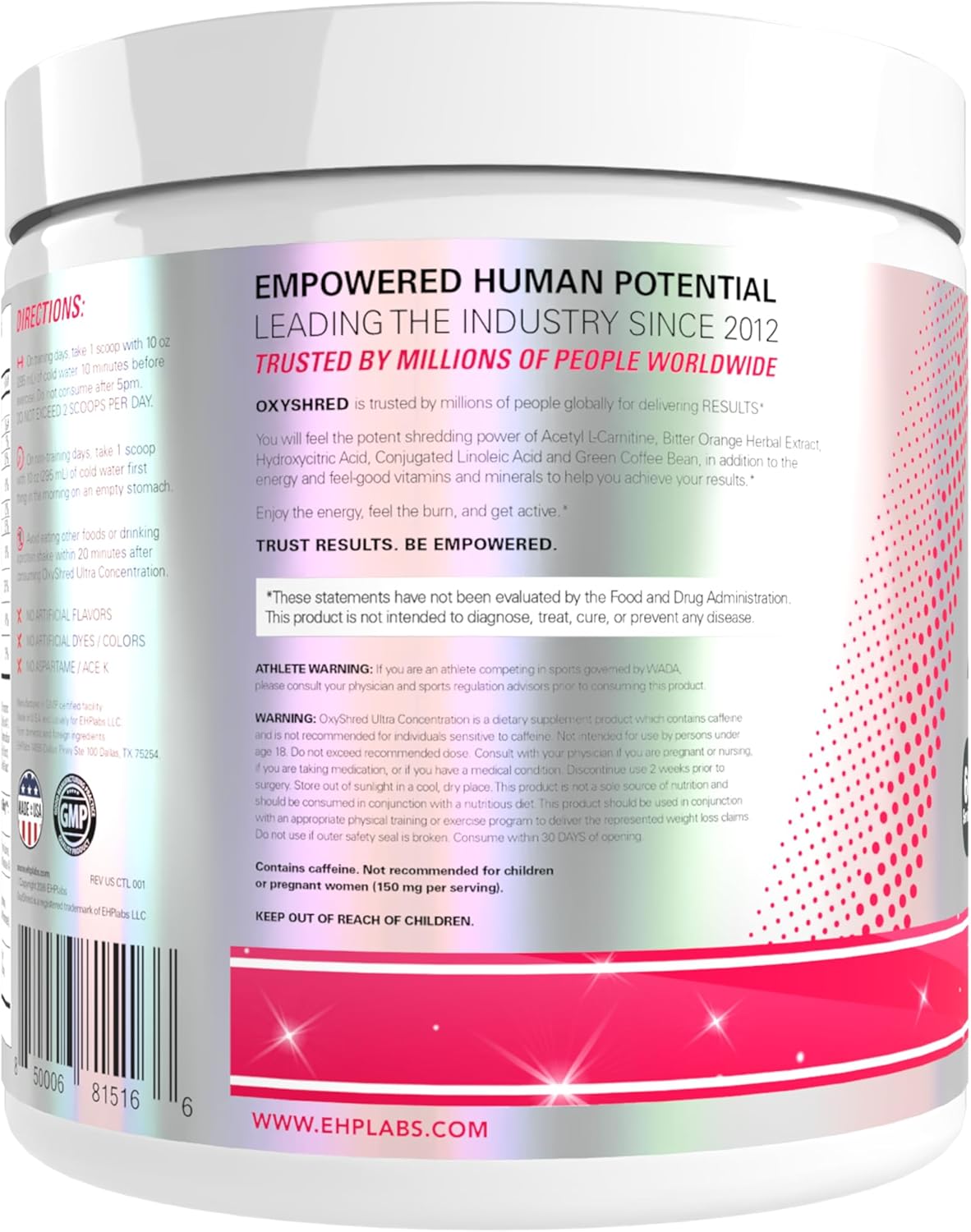 EHP_Labs_OxyShred_Pre_Workout_Powder_-_Preworkout_Powder_with_L_Glutamine_&_Acetyl_L_Carnitine,_Energy_Boost_Drink_-_Cosmic_Blast,_60_Servings