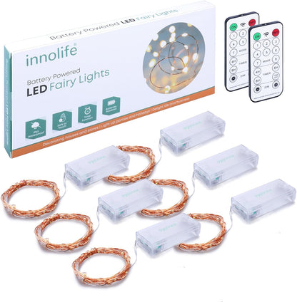 innolife_6_Pack_LED_Fairy_String_Lights_Battery_Operated_with_Remote_Control_&_Timer,_10_Ft_30_LED_Copper_Wire_Twinkle_Lights_for_Bedroom_Christmas_Wedding_Party_Indoor_Outdoor_Decoration