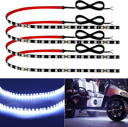 12V_Led_Light_Strip_24"_Connectable_White/Red/Green/Pink/Yellow/Blue/Ice_Blue_Led_Strip_Lights_for_Cars_Golf_Cart_Motorcycle_Boat_Trucks_Waterproof_Interior&_Exterior,_4Pack