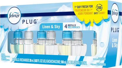 Febreze_Plug_In_Air_Freshener,_Odor-Fighting_Scented_Oil_Refill,_Linen_&_Sky_Scent,_4_Refills