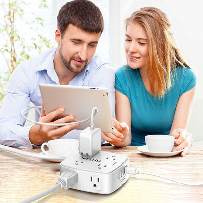 6_Ft_Surge_Protector_Power_Strip_-_8_Widely_Outlets_with_4_USB_Ports,_3_Side_Outlet_Extender_with_6_Feet_Extension_Cord,_Flat_Plug,_Wall_Mount,_Desk_USB_Charging_Station,_ETL,White