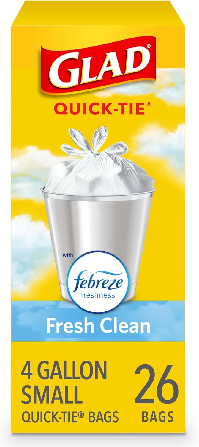 Glad_Small_Trash_Bags_4_Gallon,_Febreze_Fresh_Clean_Garbage_Bags,_Odor_Resistant_with_Quick_Tie,_26_Count