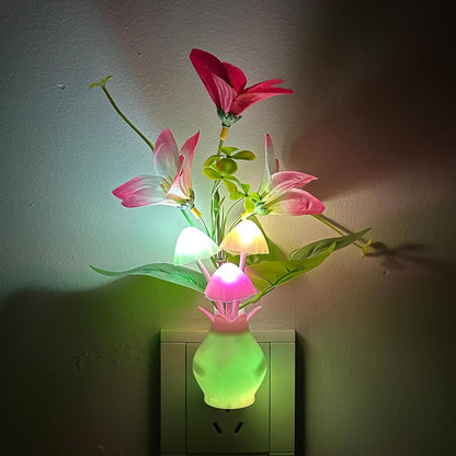 Plug-in_Night_Light_with_Auto_Light_Sensor,_RGB_LED_Mushroom_Night_Light_Wall_Based_Flower_Lamp_1W_Energy_Efficient_Nursery_Nightlight_for_Kids_Room,_Bedroom,_Nursery,_Lounge,_Hallway_and_Stairs