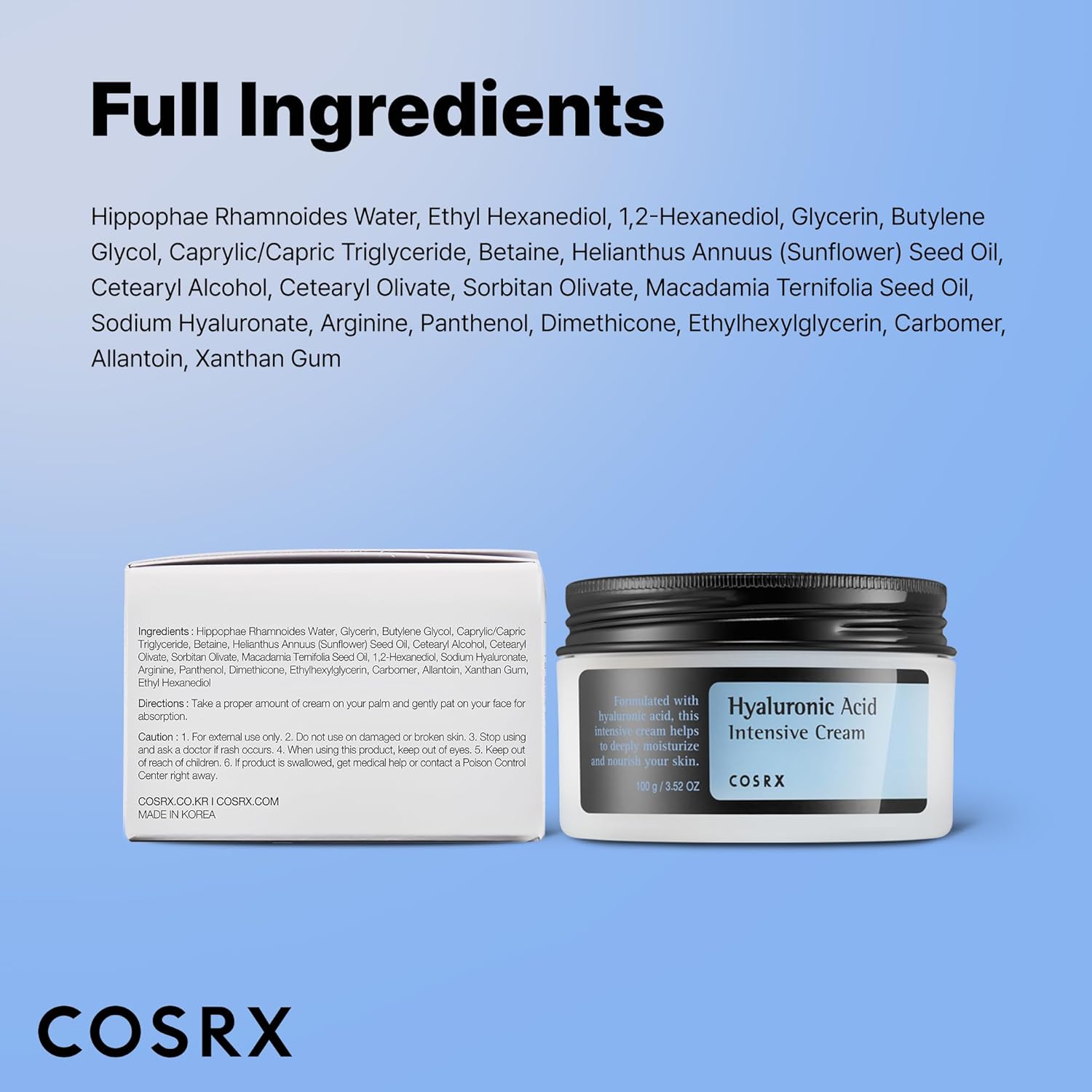 COSRX_Hyaluronic_Acid_Moisturizing_Cream,_Long-lasting_Hydration,_Rich_Moisturizer_for_Sensitive_Skin_3.52_oz_/_100g,_Korean_Skin_Care,_Animal_Testing_Free,_Parabens_Free