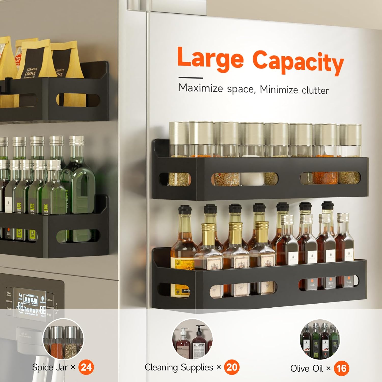 4_Pack_Magnetic_Spice_Rack_for_Refrigerator,_Spice_Rack_Organizer,_Moveable_Magnetic_Shelf_Fridge_Organizer_with_4_Hooks_for_Kitchen_and_Oven_Organization,_Black
