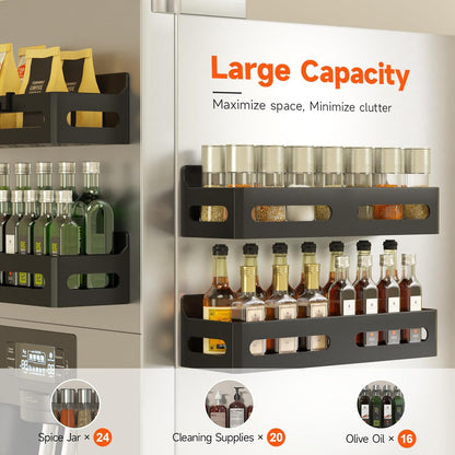 4_Pack_Magnetic_Spice_Rack_for_Refrigerator,_Spice_Rack_Organizer,_Moveable_Magnetic_Shelf_Fridge_Organizer_with_4_Hooks_for_Kitchen_and_Oven_Organization,_Black