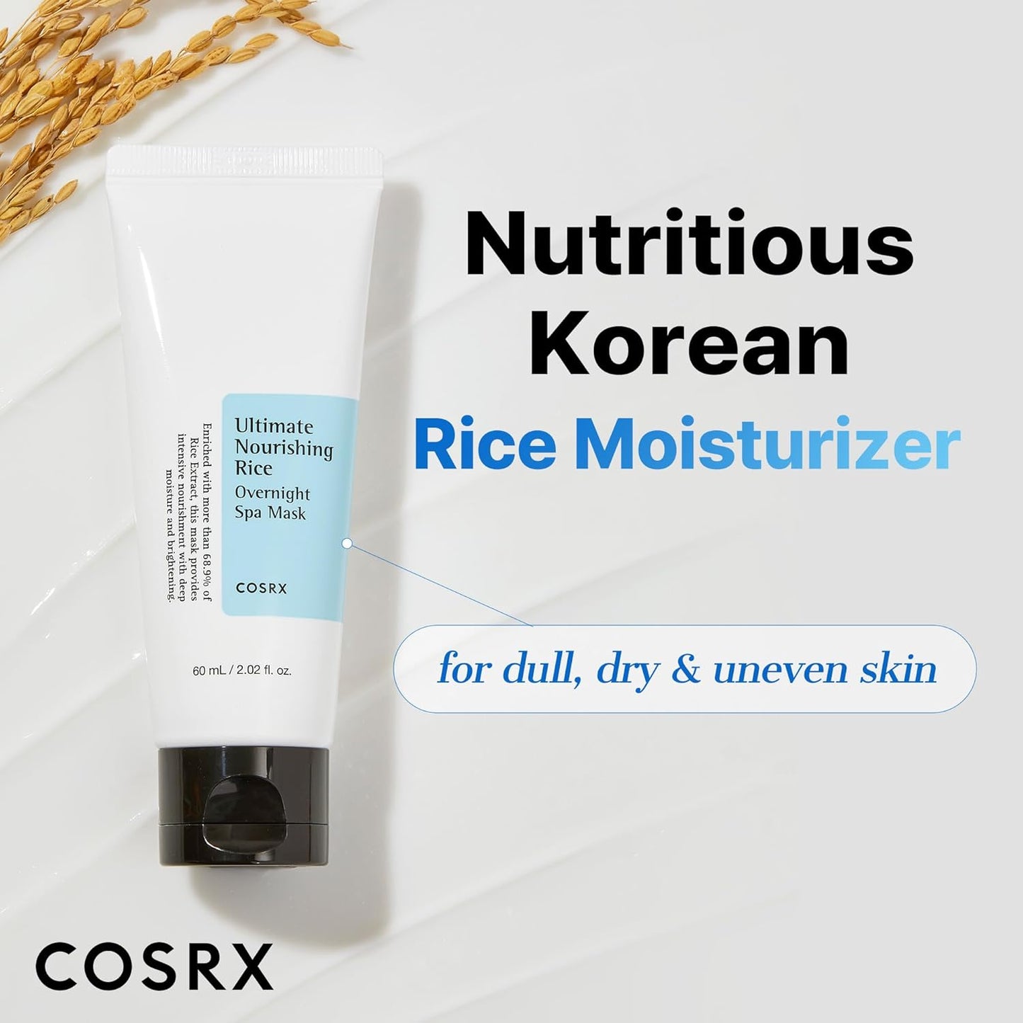 COSRX_Ultimate_Nourishing_Rice_Overnight_Spa_Mask,_60ml_/_2.02_fl.oz_|_Rice_Extract_68%_and_Niacinamide_2%,_Korean_Skin_Care,_Animal_Testing_Free