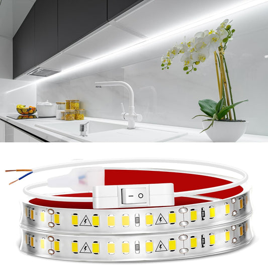 maylit_Under_Cabinet_LED_Strip_Lighting_Hardwired_24in/48in/72in,_Ultra_Bright_Small_LED_Light_Bar,_6000K_Cool_White,_110V-120V_Wired_Lights_for_Kitchen_Cabinet,_Counter,_Workbench,_Desk,_Closet,_Shelf,_Indoor