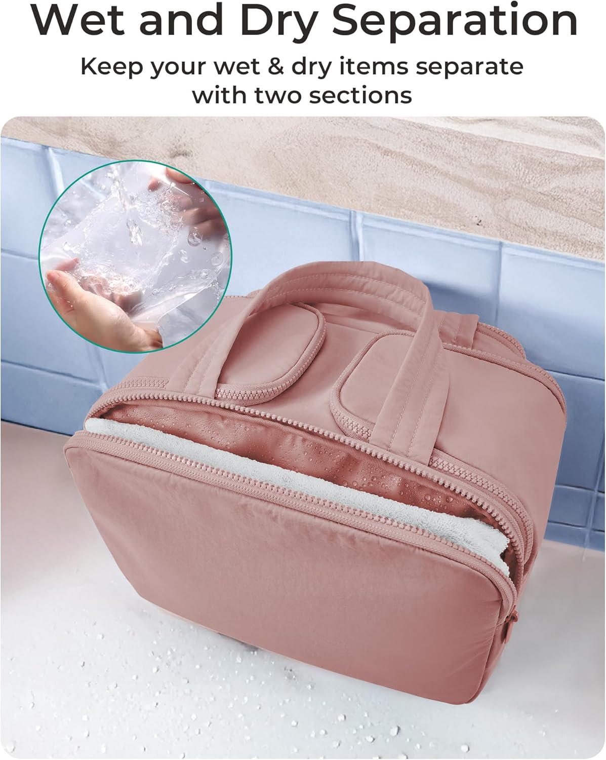 BAGSMART_Travel_Toiletry_Bag,_Lightweight_Large_Wide-open_Travel_Bag_for_Women,_Puffy_Cosmetic_Makeup_Bag_Organizer_with_Handle_for_Accessories,Essentials,_Toiletries,_Dark_Pink