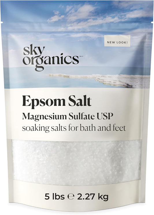 Sky_Organics_-_Epsom_Salt_Bath_Soak,_5_lbs_-_Magnesium_Sulfate_USP_-_100%_Pure,_Medium_Grain_-_Unscented_-_Soaking_Bath_Salts_-_Resealable_Bag_-_Natural,_Vegan_&_Cruelty_Free_-_Self_Care_-_Bath_&_Feet