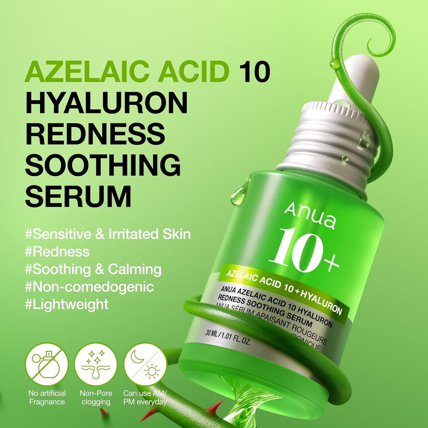 Anua_Azelaic_Acid_10_Hyaluron_Redness_Soothing_Serum,_Facial_Serum_for_Blemish-Prone_&_Oily-Prone_Skin,_Lightweight_&_Hydrating_Blemish_Care,_Hyaluronic_Acid,_Korean_Skincare,_1.01_fl_oz.