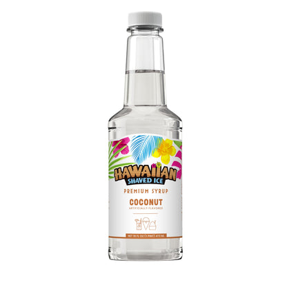 Hawaiian Shaved Ice Coconut Syrup - Nut Soy Dairy Free - Flavor Fluffy &amp;amp; Crunchy Snow Cones - Shelf Stable - Makes 8 Servings - 16 ounces