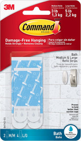 Command Modern Reflections Large Metal Bath Hook, Satin Nickel, 1-Hook with Water-Resistant Strips, Organize Damage-Free