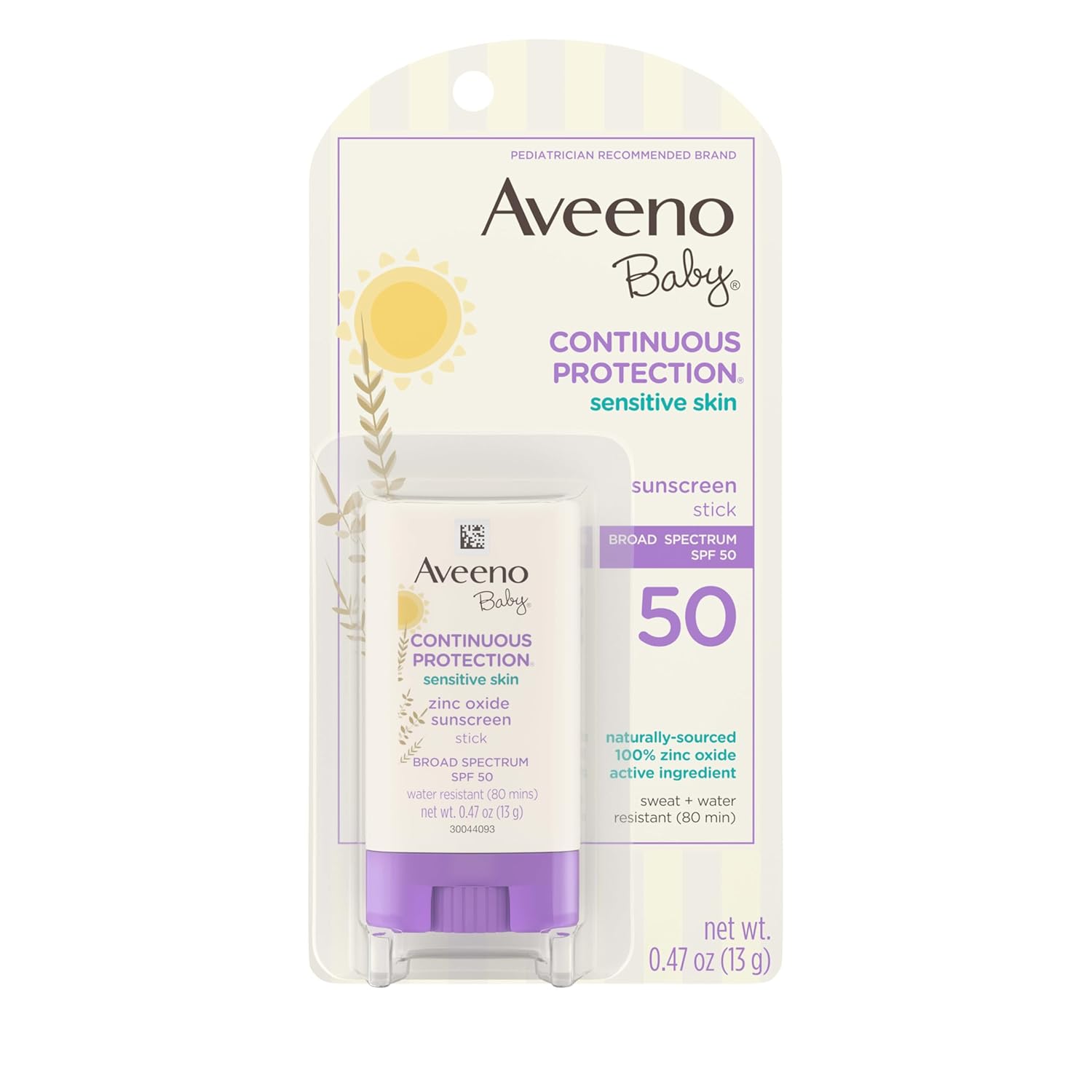 Aveeno_Baby_Continuous_Protection_Mineral_Sunscreen_Stick_for_Sensitive_Skin_with_Broad_Spectrum_SPF_50_Protection_for_Face_&_Body,_Naturally_Sourced_100%_Zinc_Oxide,_Travel_Size,_0.47_oz
