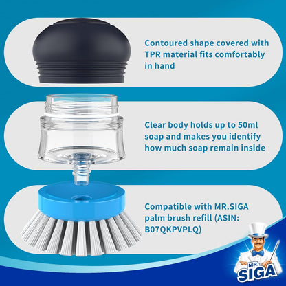 MR.SIGA_Soap_Dispensing_Palm_Brush,_Kitchen_Brush_for_Dish_Pot_Pan_Sink_Cleaning,_Pack_of_1,_Navy/Blue