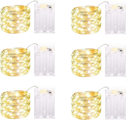 6_Pack_LED_Fairy_Lights_Battery_Operated_with_Timer,_13FT_40LED_Waterproof_Firefly_Lights_Silver_Wire_Mini_Twinkle_String_Lights_for_Wedding_Christmas_Birthday_Party_Mason_jar_Decorations,_Warm_White