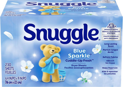 Snuggle_Fabric_Softener_Dryer_Sheets,_Blue_Sparkle_Cuddle-Up_Fresh,_230_Ct,_Long-Lasting_Fresh_&_Clean_Scent,_Softens_Fabric,_Reduces_Static,_Fights_Wrinkles,_Helps_Repel_Lint_&_Pet_Hair,_HE_Safe