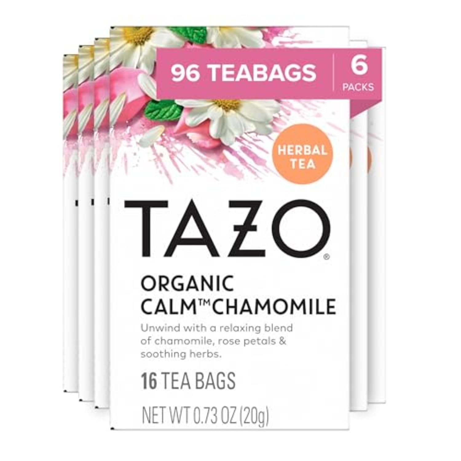 TAZO_Calm_Chamomile_Herbal_Tea_Bags,_Caffeine_Free,_96_Total_Tea_Bags_(16ct_-_Pack_of_6)