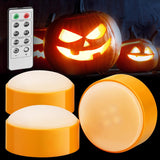 Luditek 2-Pack Halloween LED Pumpkin Lights with Remote and Timer, Battery Operated Orange Jack-O-Lantern Light for Halloween Decor, Flameless Candles for Pumpkin Decorations