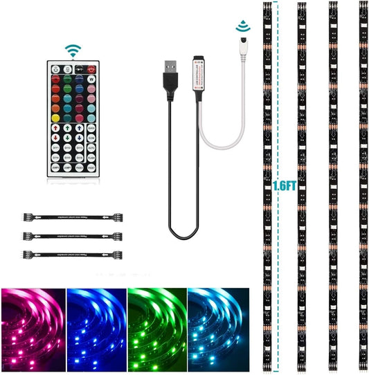 HOUHUI_USB_LED_Strip_Lights_Kit,_4_Pre-Cut_1.64ft/6.56ft_RGB_LED_Light_Strips,_Color_Changing_TV_Backlights_with_Remote,_RGB_5050_Bias_Lighting_for_TV,_PC,_Monitor,_Home_Theater,_DIY_Decoration