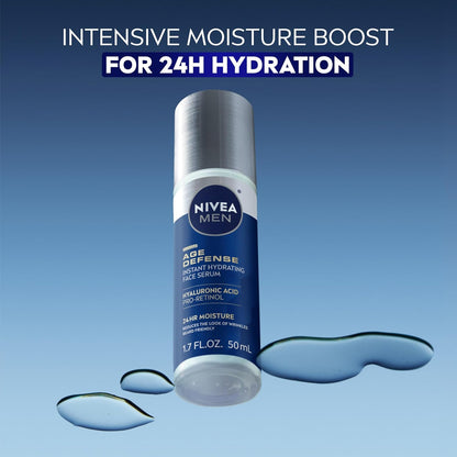 NIVEA_MEN_Age_Defense_Instant_Hydrating_Face_Serum_for_Dry_Skin,_With_Pro-Retinol_and_Hyaluronic_Acid,_Facial_Serum_Helps_Reduce_Look_of_Fine_Lines_and_Wrinkles,_1.7_Fl_Oz_Bottle