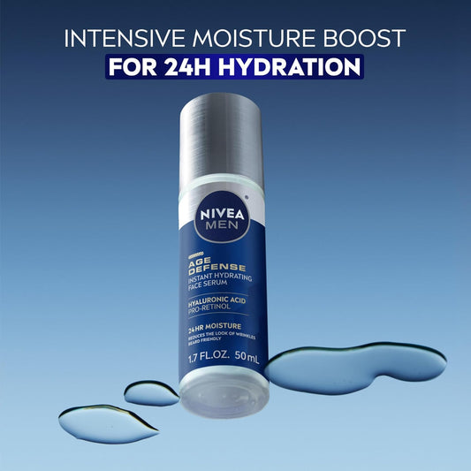 NIVEA_MEN_Age_Defense_Instant_Hydrating_Face_Serum_for_Dry_Skin,_With_Pro-Retinol_and_Hyaluronic_Acid,_Facial_Serum_Helps_Reduce_Look_of_Fine_Lines_and_Wrinkles,_1.7_Fl_Oz_Bottle