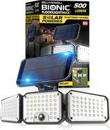 Bionic Flood Light 2 Pk Solar Lights Outdoor Waterproof, Ultra Bright 89 LEDs, 3 Heads Wide Angle Motion Sensor Outdoor Lights for Security, Wall, House, Spot Light, IP65 Waterproof – Stakes Included