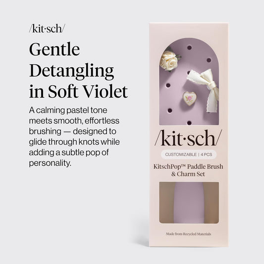 KitschPop™_Paddle_Hairbrush_for_Women_–_Flexible_Bristles_Paddle_Brush_for_Less_Breakage,_Scalp-Stimulating_Detangler_Hair_Brush_for_Wet_&_Dry_Hair,_Customizable_with_KitschPop™_Charms_-_Soft_Violet