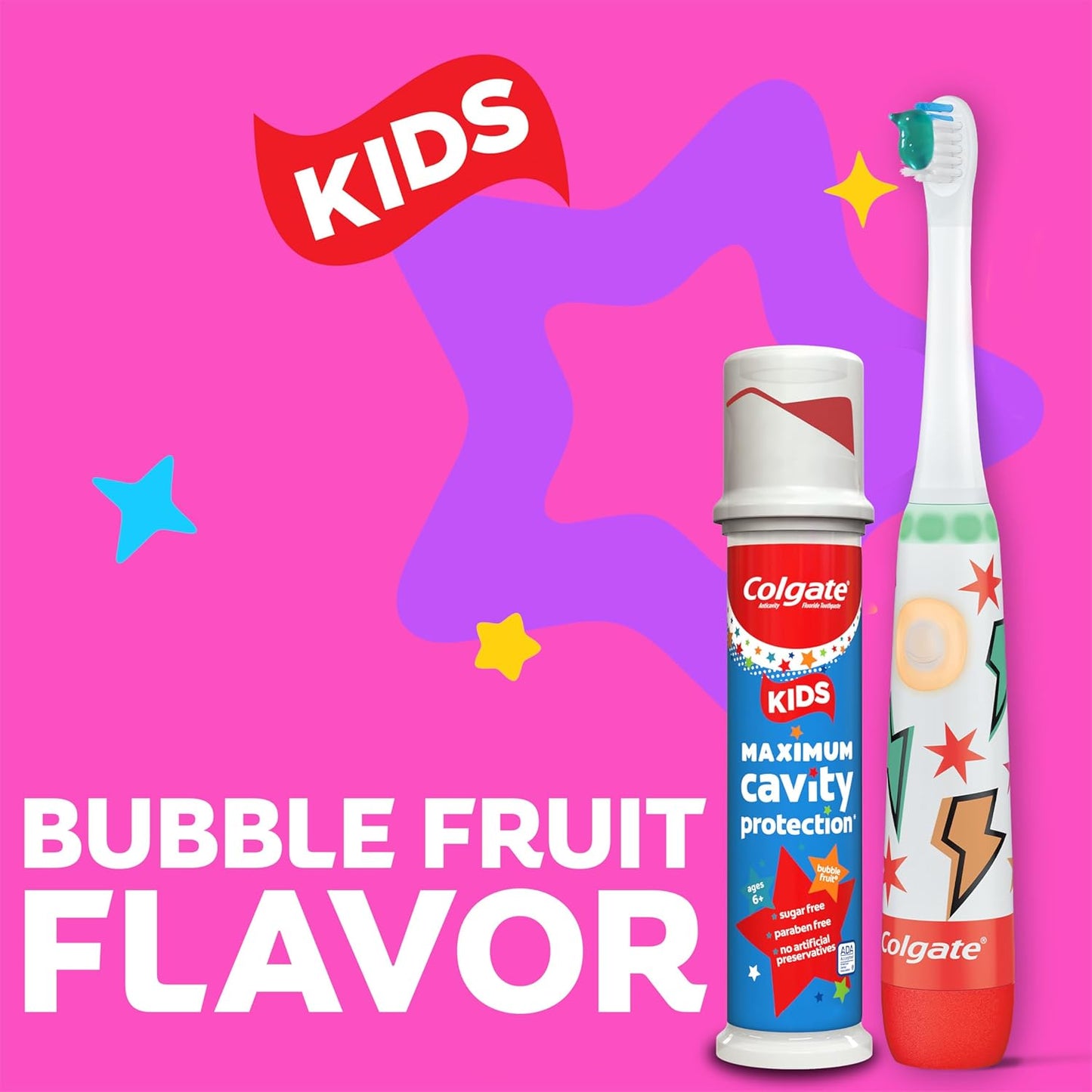 Colgate_Kids_Toothpaste_Pump_with_Fluoride_for_Cavity_Protection,_Ages_6+,_ADA_Accepted,_Bubble_Fruit,_4.4_Ounce,_6_Pack