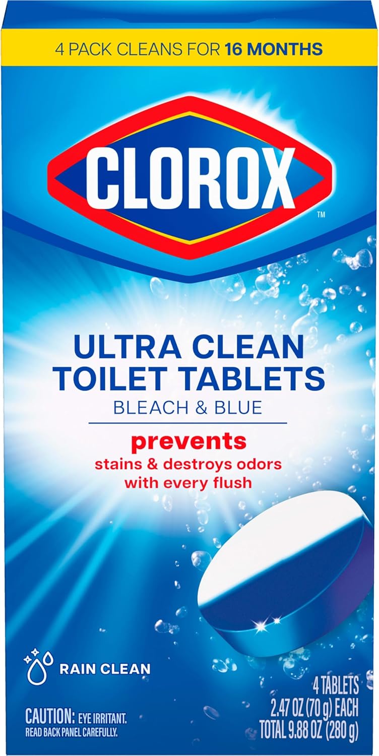 Clorox_Ultra_Clean_Toilet_Tablets_Bleach_&_Blue,_Rain_Clean_Scent,_2.47_Ounces_Each,_4_Count_(Package_May_Vary)